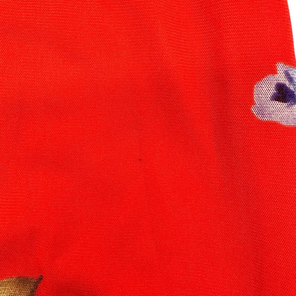 Red Floral Print Mesh Dress (S) - Picture 8 of 8